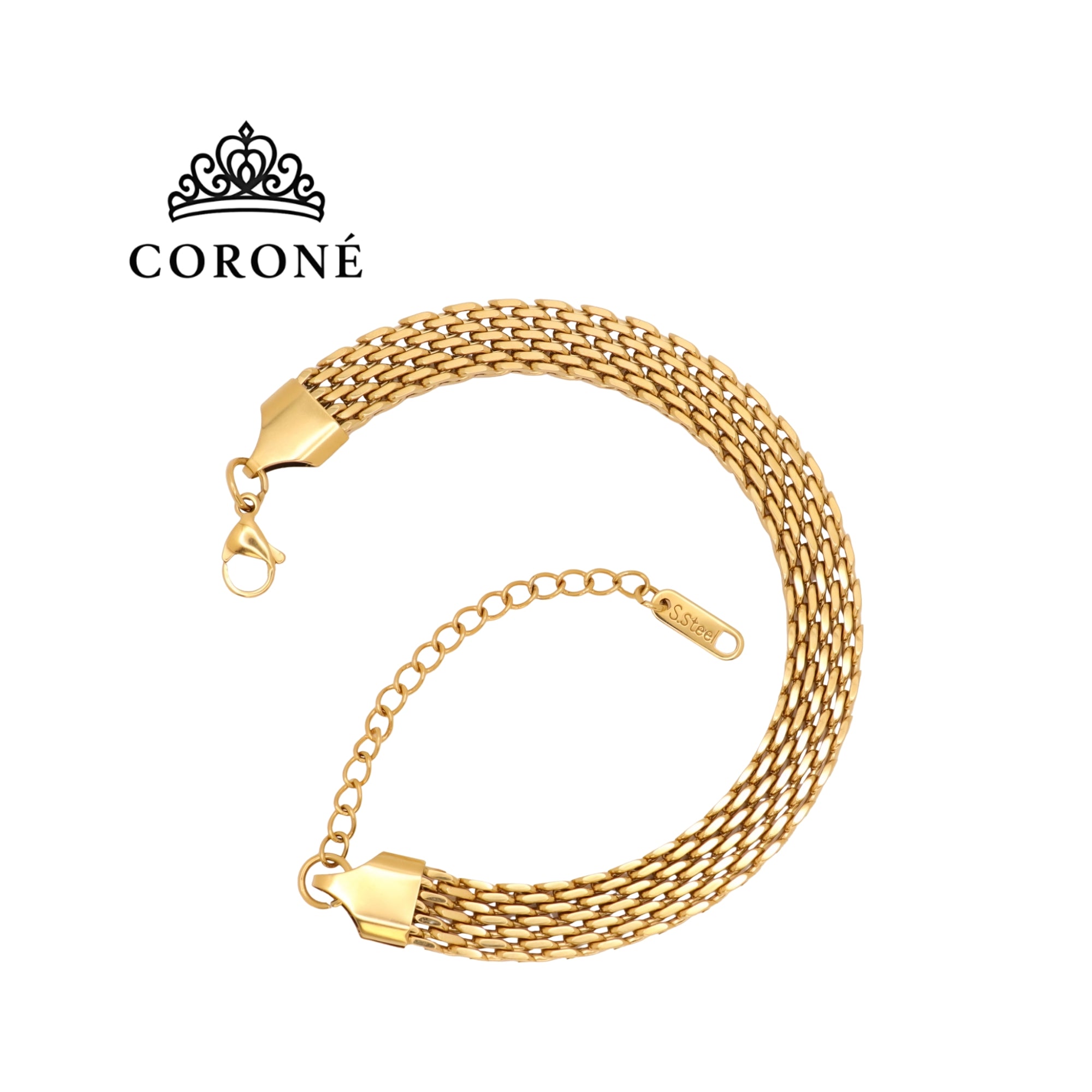 8mm Belt Chain Bracelet 18K Gold Plated for Women Gold Plated Stainless Steel Hypoallergenic Tarnish-Free Waterproof