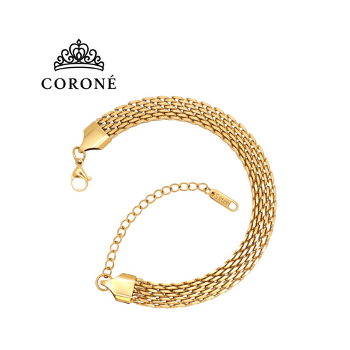 8mm Belt Chain Bracelet 18K Gold Plated for Women Gold Plated Stainless Steel Hypoallergenic Tarnish-Free Waterproof