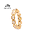 Round Bezel CZ Stackable Ring 18K Gold Plated for Women Stainless Steel Hypoallergenic Tarnish-Free Waterproof