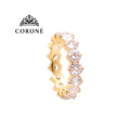 Round CZ Eternity Ring 18K Gold Plated for Women Stainless Steel Hypoallergenic Tarnish-Free Waterproof