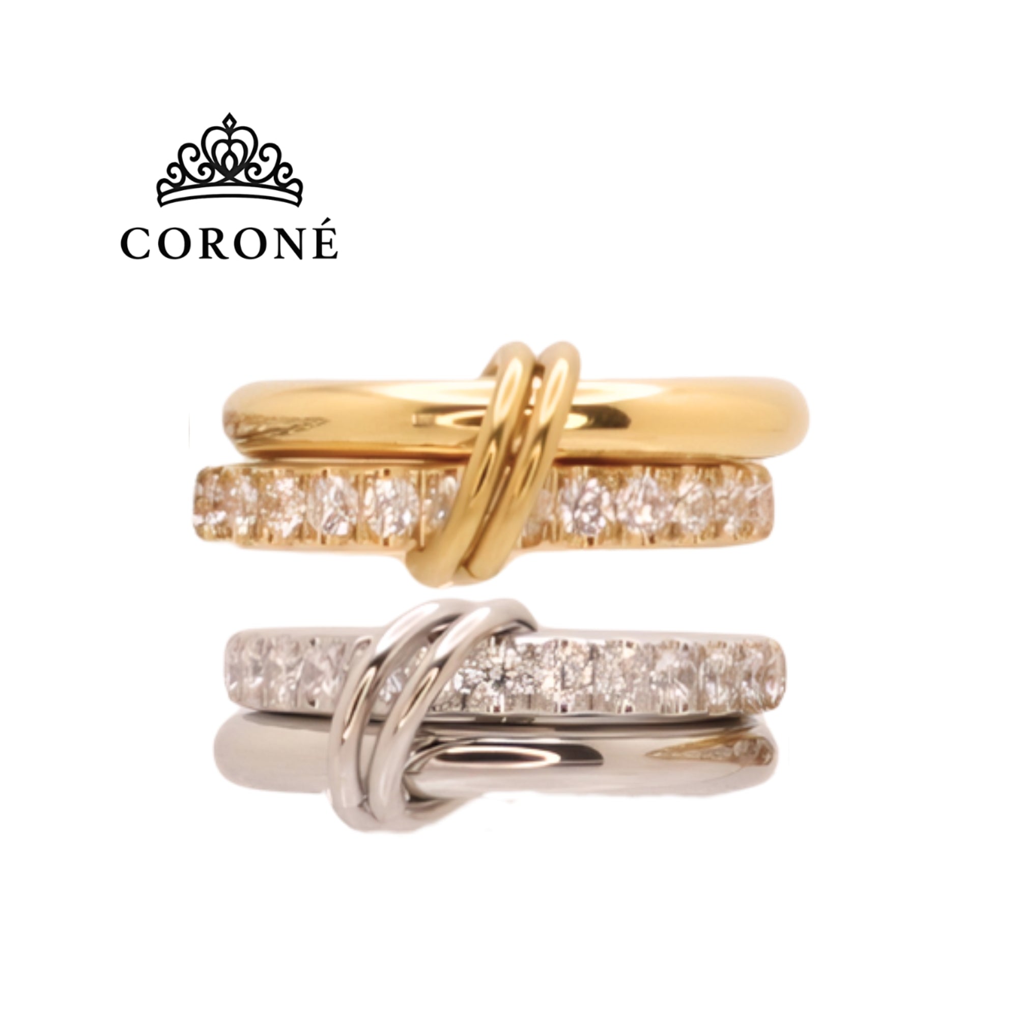 Interlocking Zircon Eternity Band Stackable Ring 18K Gold Plated for Women Stainless Steel Hypoallergenic Tarnish-Free Waterproof