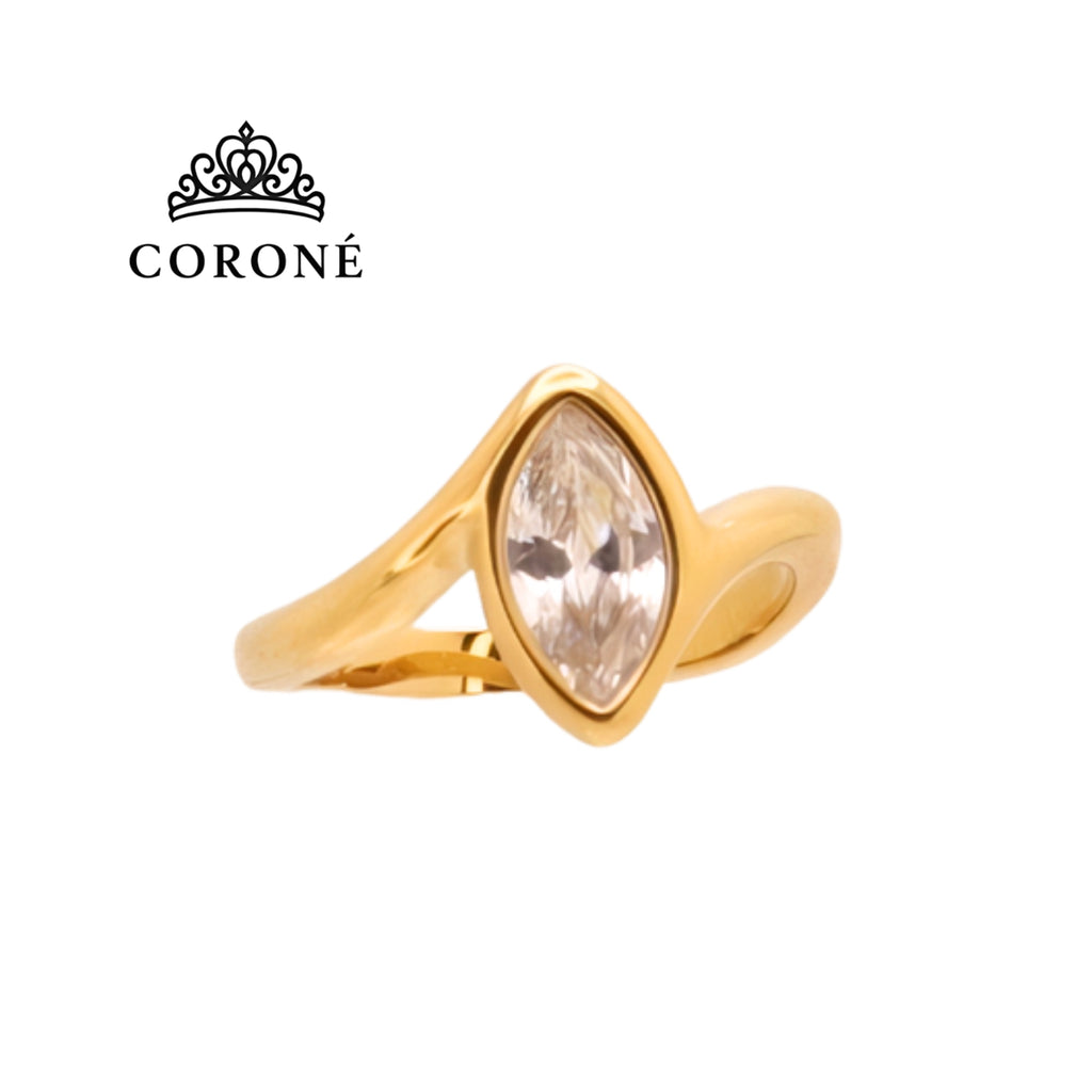 Horse Eye Stackable Ring 18K Gold Plated for Women Stainless Steel Hypoallergenic Tarnish-Free Waterproof