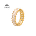 Radiant CZ Eternity Ring 18K Gold Plated for Women Stainless Steel Hypoallergenic Tarnish-Free Waterproof
