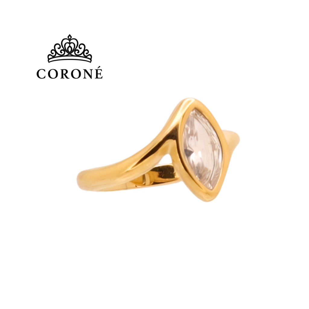 Horse Eye Stackable Ring 18K Gold Plated for Women Stainless Steel Hypoallergenic Tarnish-Free Waterproof