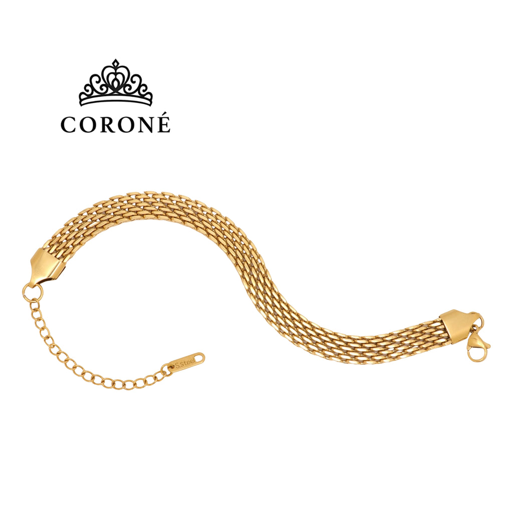 8mm Belt Chain Bracelet 18K Gold Plated for Women Gold Plated Stainless Steel Hypoallergenic Tarnish-Free Waterproof