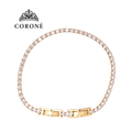 Round CZ Tennis Bracelet 18K Gold Plated for Women Gold Plated Stainless Steel Hypoallergenic Tarnish-Free Waterproof