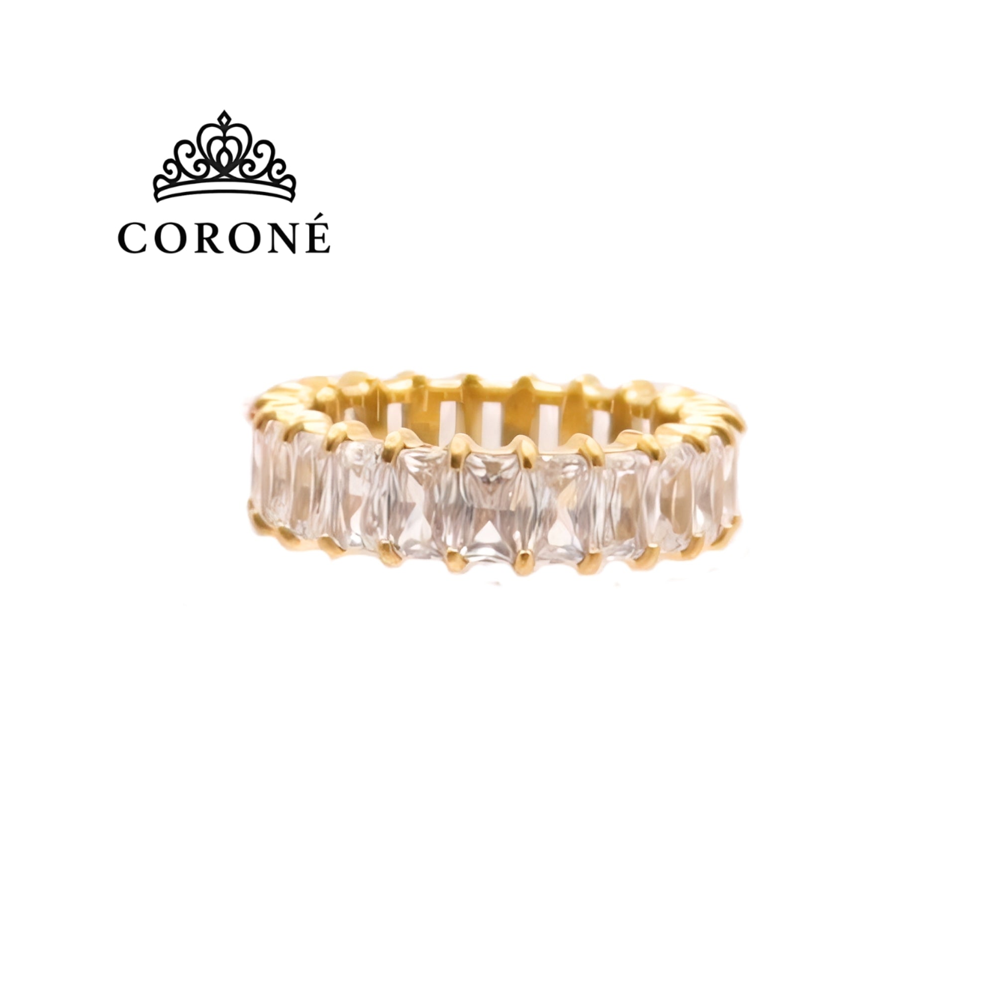 Radiant CZ Eternity Ring 18K Gold Plated for Women Stainless Steel Hypoallergenic Tarnish-Free Waterproof