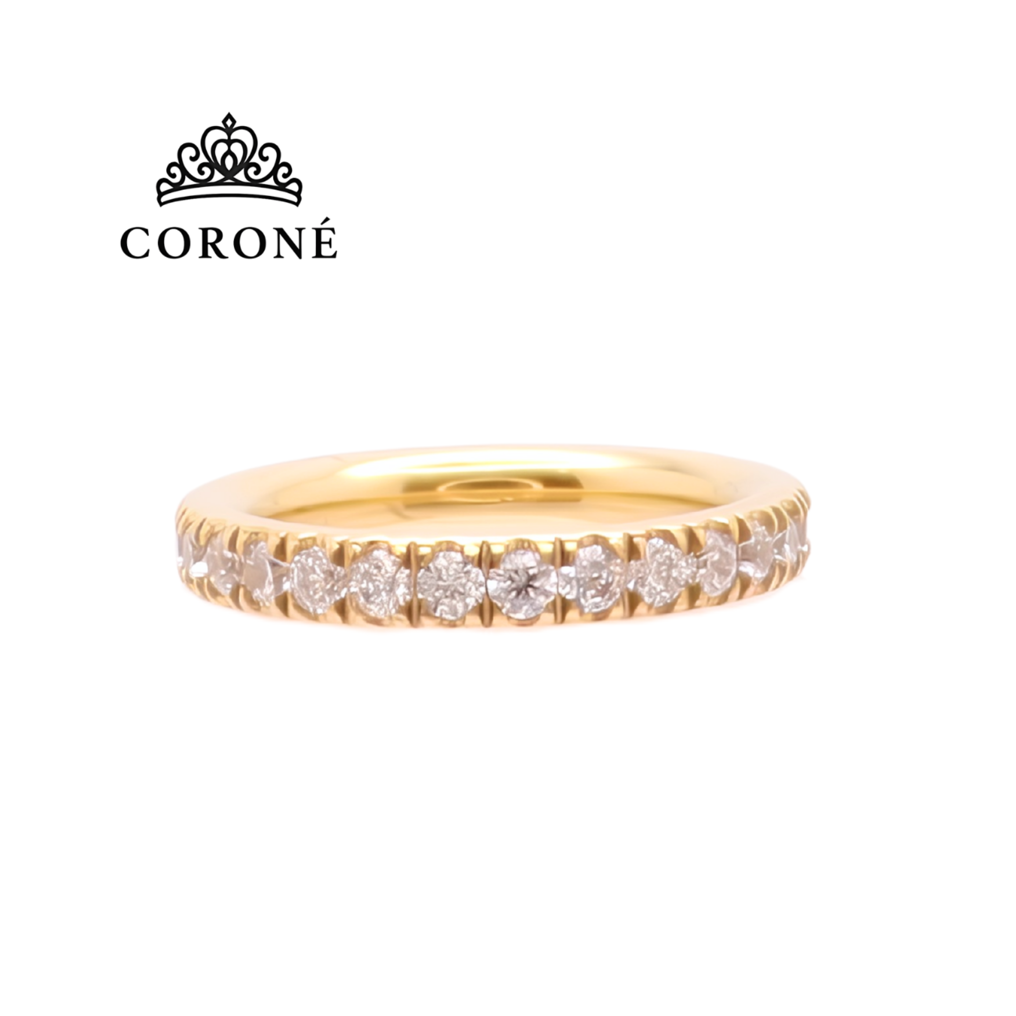 Full Circle Zircon Polished Ring 18K Gold Plated for Women Stainless Steel Hypoallergenic Tarnish-Free Waterproof