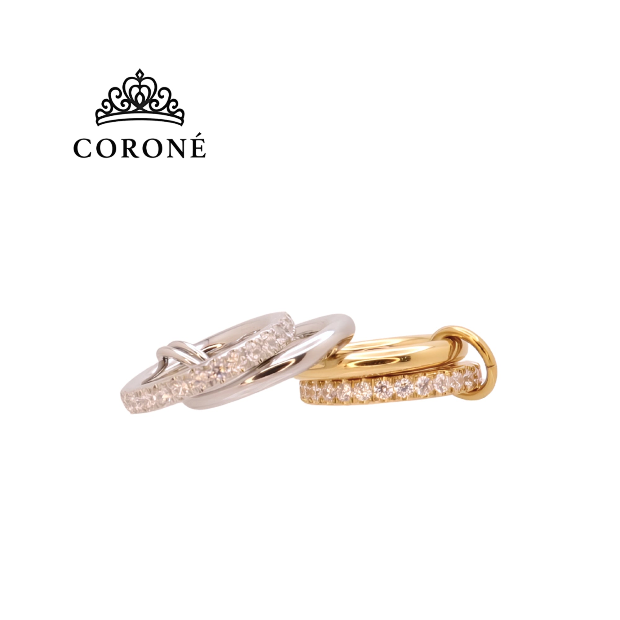 Interlocking Zircon Eternity Band Stackable Ring 18K Gold Plated for Women Stainless Steel Hypoallergenic Tarnish-Free Waterproof