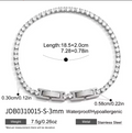 Round CZ Tennis Bracelet Silver 3MM for Women Stainless Steel Hypoallergenic Tarnish-Free Waterproof