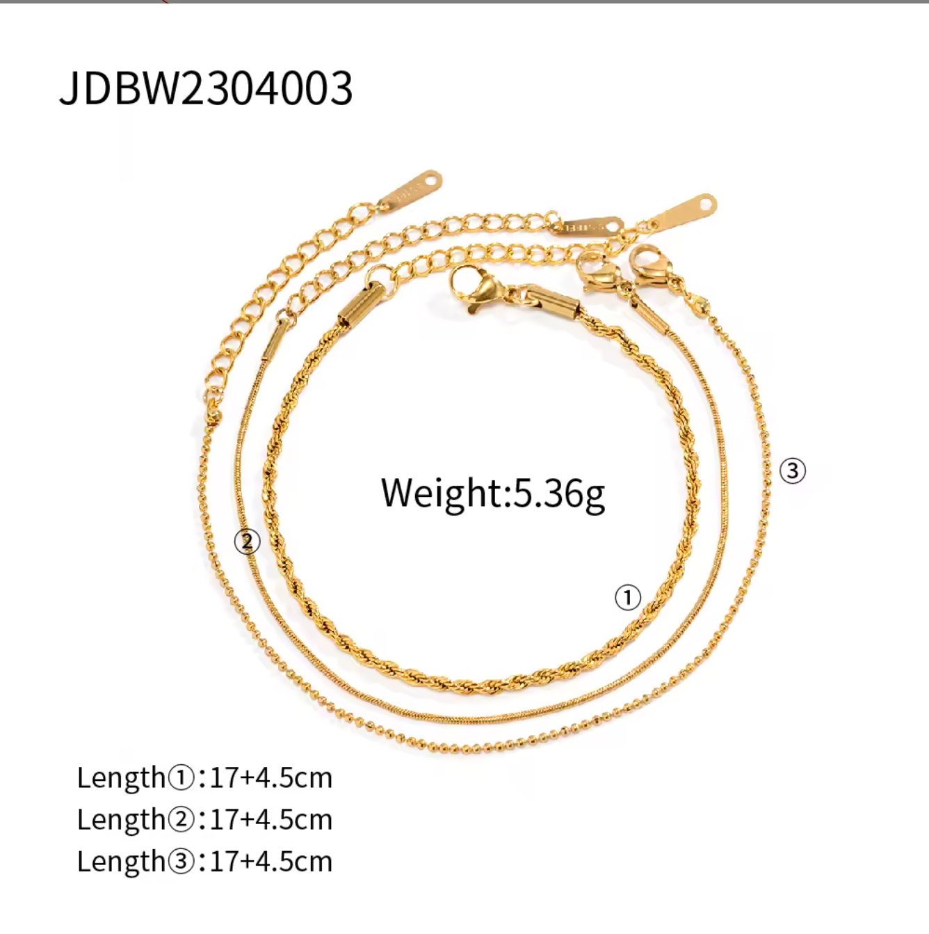 Beaded Chain Stacking Bracelet Thin Twist Set 18K Gold Plated for Women Hypoallergenic Tarnish-Free Waterproof