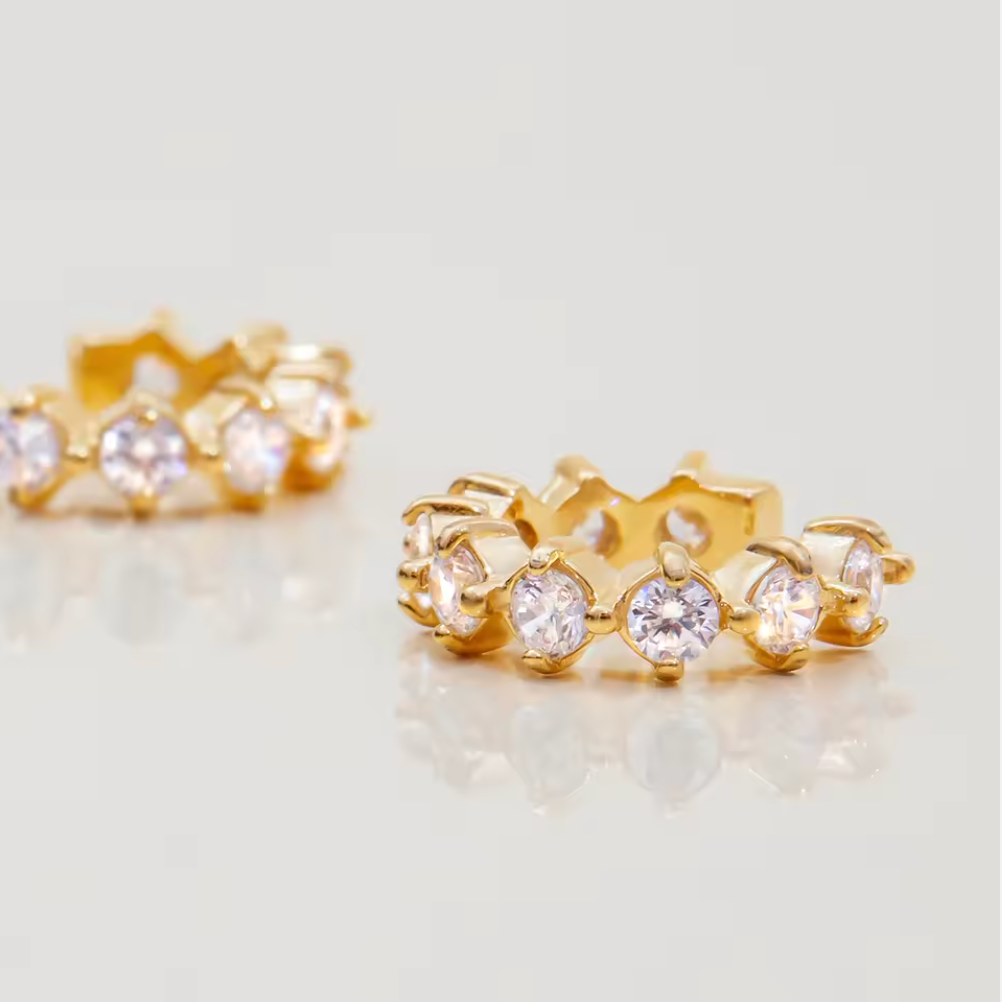 Round Zircon Ear Cuff 18K Gold Plated for Women No Piercing Required Hypoallergenic Tarnish-Free Waterproof