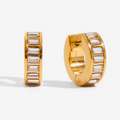 Baguette CZ Huggie Hoop Earrings 18K Gold Plated for Women Hypoallergenic Tarnish-Free Waterproof