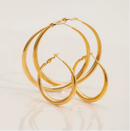 40mm Statement Hoop Earrings 18K Gold Plated for Women Gold Plated Stainless Steel Hypoallergenic Tarnish-Free Waterproof