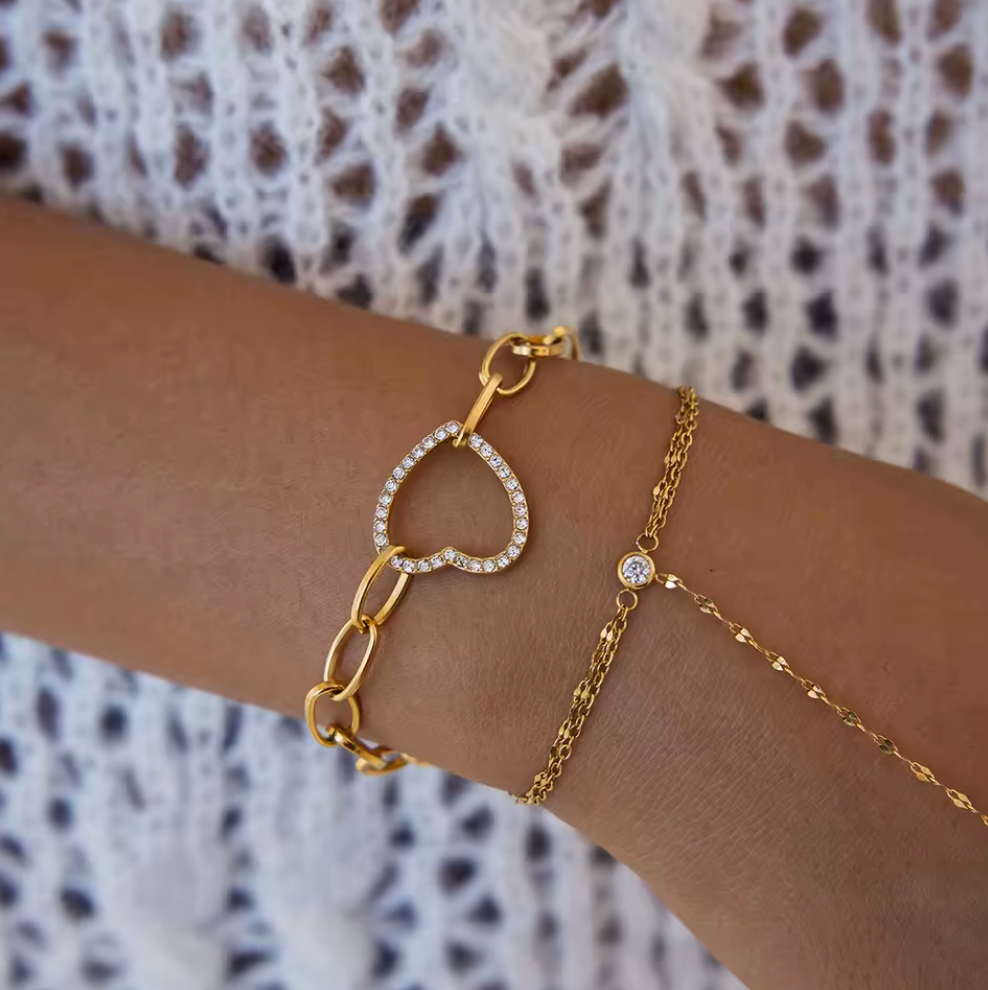 Classic CZ Hand Chain 18K Gold Plated for Women Stainless Steel Hypoallergenic Tarnish-Free Waterproof