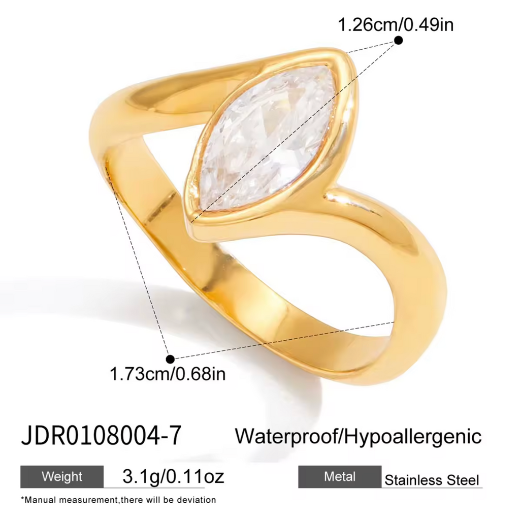 Horse Eye Stackable Ring 18K Gold Plated for Women Stainless Steel Hypoallergenic Tarnish-Free Waterproof