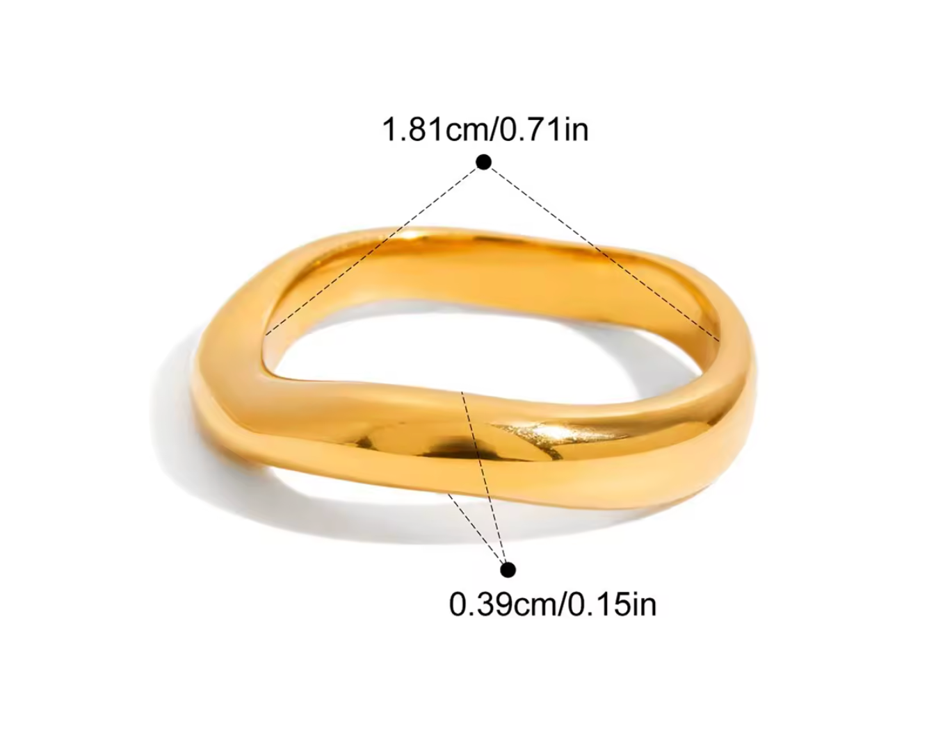 Classic Ring Set of Two Teardrop CZ and Polished Band 18K Gold Plated for Women Stainless Steel Hypoallergenic Tarnish-Free Waterproof