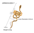 Snake Stackable Ring 18K Gold Plated for Women Stainless Steel Hypoallergenic Tarnish-Free Waterproof