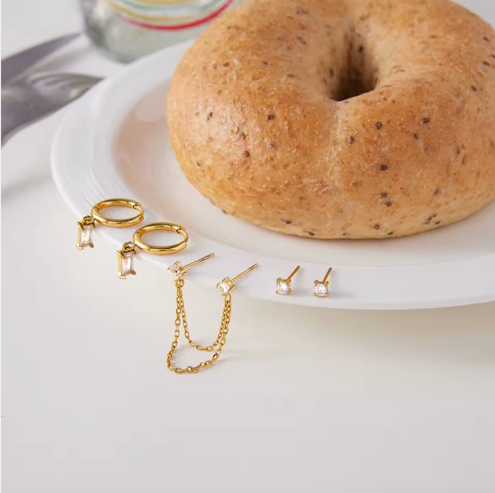 Elegant CZ Tassel Earrings Double Loop 18K Gold Plated for Women Hypoallergenic Tarnish-Free Waterproof
