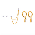 Elegant CZ Tassel Earrings Double Loop 18K Gold Plated for Women Hypoallergenic Tarnish-Free Waterproof