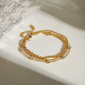 Multi-Layer Cubic Zirconia Bracelet 18K Gold Plated for Women Gold Plated Stainless Steel Hypoallergenic Tarnish-Free Waterproof