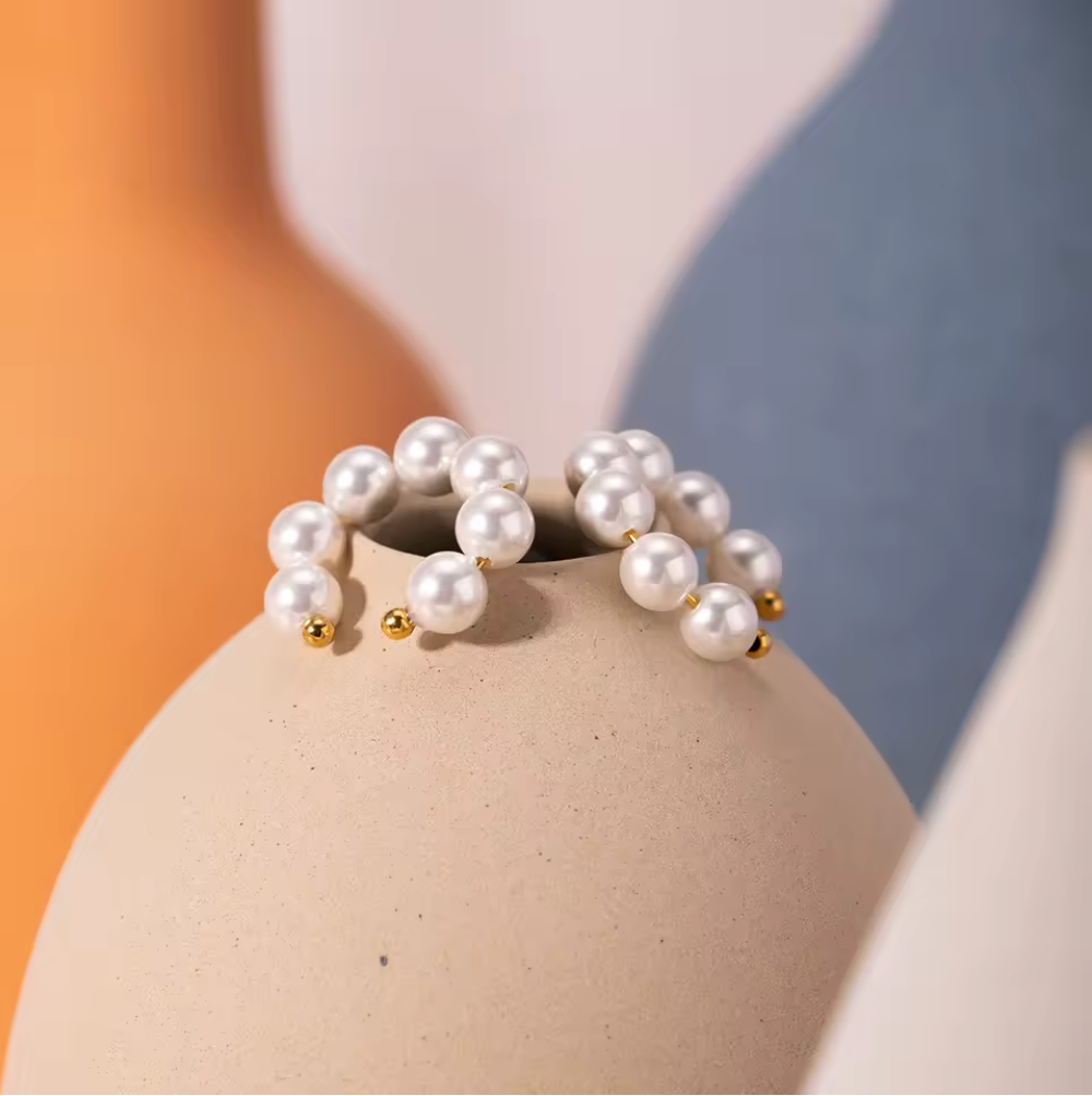 Pearl Ear Cuff Earring 18K Gold Plated for Women No Piercing Required Hypoallergenic Tarnish-Free Waterproof