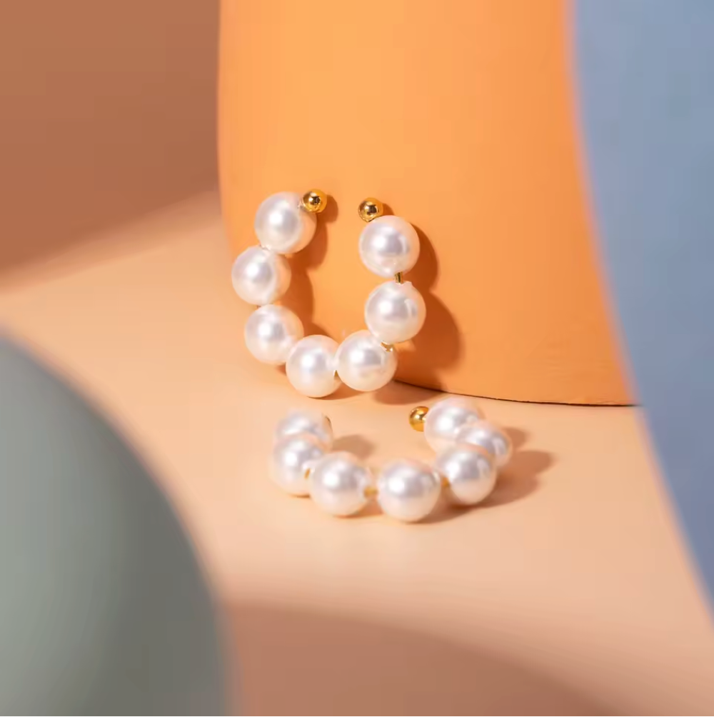 Pearl Ear Cuff Earring 18K Gold Plated for Women No Piercing Required Hypoallergenic Tarnish-Free Waterproof