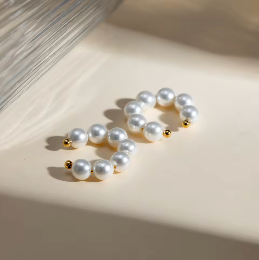 Pearl Ear Cuff Earring 18K Gold Plated for Women No Piercing Required Hypoallergenic Tarnish-Free Waterproof
