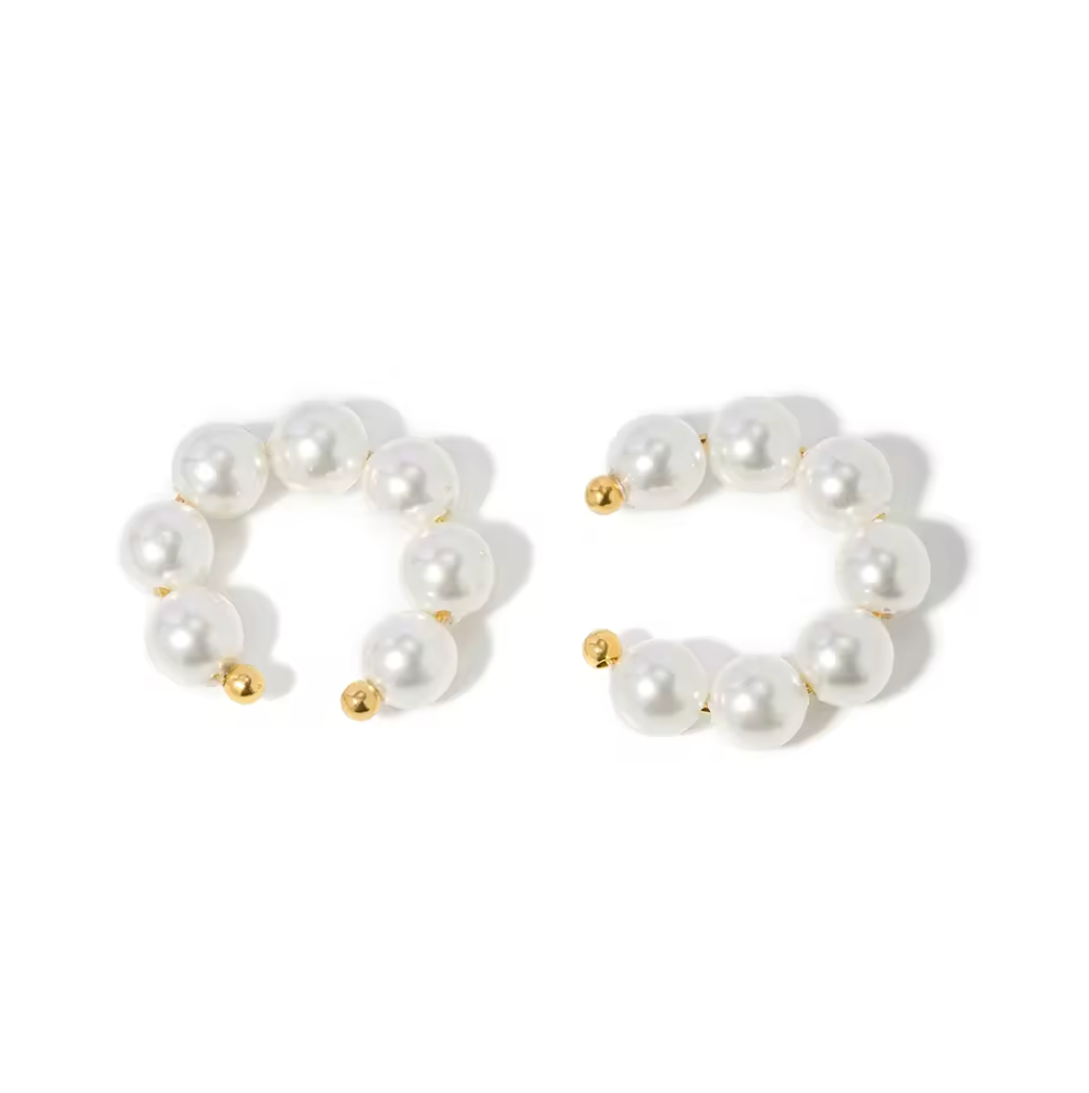 Pearl Ear Cuff Earring 18K Gold Plated for Women No Piercing Required Hypoallergenic Tarnish-Free Waterproof