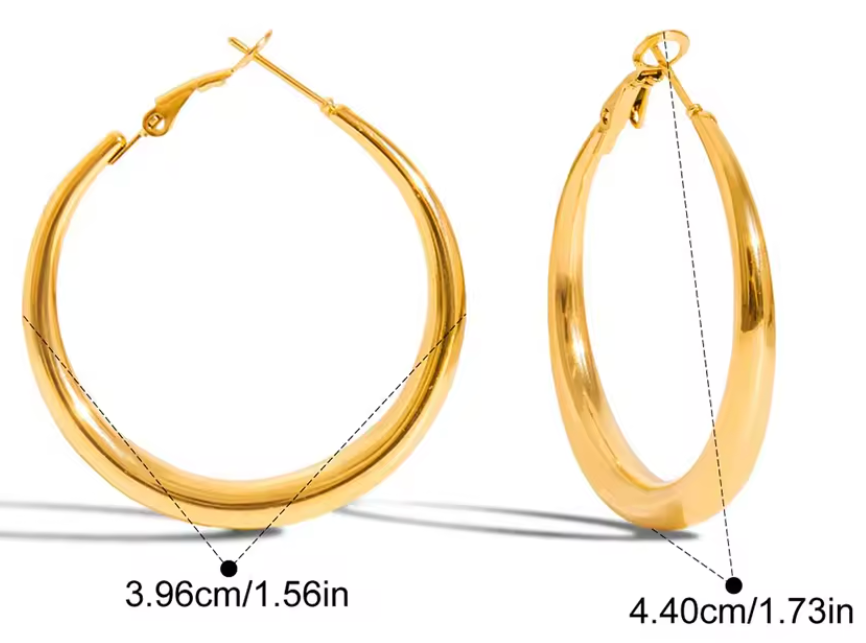 40mm Statement Hoop Earrings 18K Gold Plated for Women Gold Plated Stainless Steel Hypoallergenic Tarnish-Free Waterproof