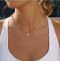 CORONÉ Radiant Bezel CZ Chain Necklace 18K Gold Plated for Women Stainless Steel Hypoallergenic Tarnish-Free Waterproof - Photo 2 - CORONÉ