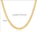 CORONÉ 3mm Cuban Chain Necklace 18K Gold Plated for Women Stainless Steel Hypoallergenic Tarnish-Free Waterproof - Photo 2 - CORONÉ
